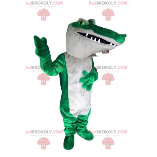 Mascote crcocodilo verde e branco - Redbrokoly.com