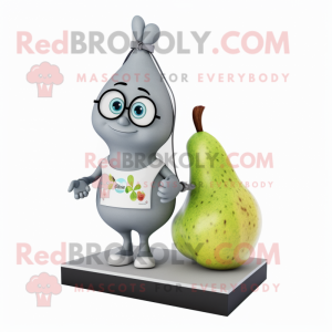 Gray Pear mascot costume character dressed with a Bikini and Bracelet watches