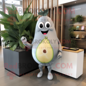 Gray Pear mascot costume character dressed with a Bikini and Bracelet watches