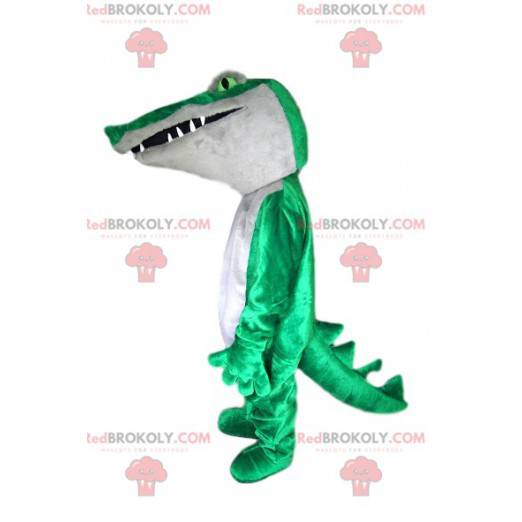 Zelený a bílý maskot krokodýla - Redbrokoly.com
