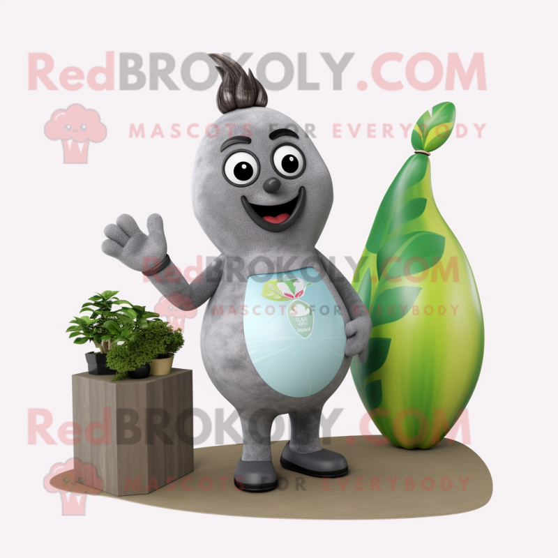 Gray Pear mascot costume character dressed with a Bikini and Bracelet watches