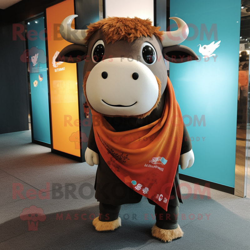 nan Bull mascot costume character dressed with a Chinos and Scarves nan Bull mascot costume character dressed with a Chinos and Scarves