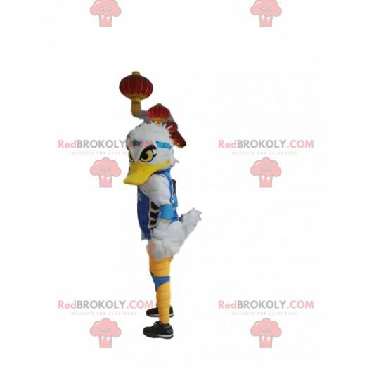 White duck mascot looking nasty, with a supporter outfit -