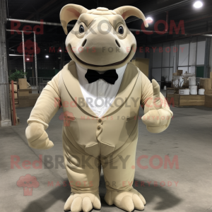 Beige Rhinoceros maskot...