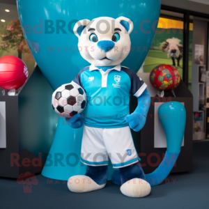 Cyan Puma mascotte kostuum...