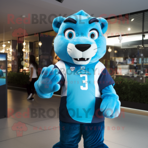 Cyan Puma mascotte kostuum...