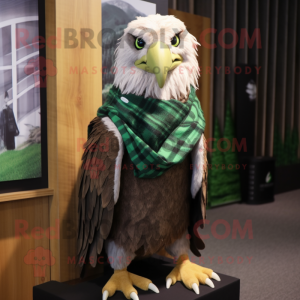 Green Haast'S Eagle mascot costume character dressed with a Flannel Shirt and Scarf clips