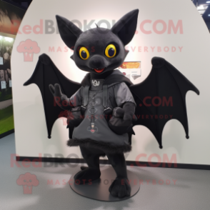 Black Bat mascot costume character dressed with a Vest and Messenger bags