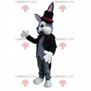 Mascote coelho cinza com fantasia de mágico - Redbrokoly.com