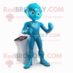 Cyan Superhero mascotte...