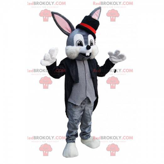 Mascotte coniglio grigio con un costume da mago - Redbrokoly.com