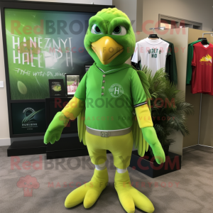 Lime Green Hawk maskotdräkt...