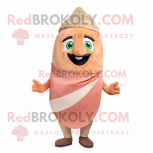 Peach Falafel mascot costume character dressed with a Shorts and Earrings