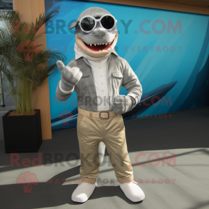 Silver Shark maskot kostume...