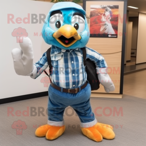 Cyan Fasan maskot kostume...