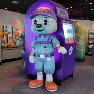 Lavender Gumball Machine mascot costume character dressed with a Cargo Shorts and Anklets