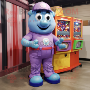 Lavender Gumball Machine mascot costume character dressed with a Cargo Shorts and Anklets