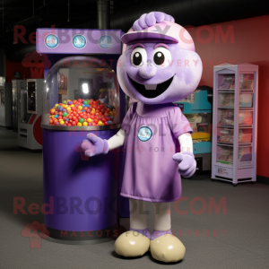 Lavender Gumball Machine mascot costume character dressed with a Cargo Shorts and Anklets