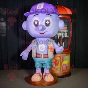 Lavender Gumball Machine mascot costume character dressed with a Cargo Shorts and Anklets