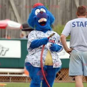 Blue beaver mascot all hairy in shirt - Redbrokoly.com