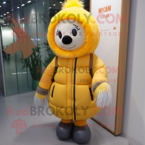 nan Squash mascot costume character dressed with a Parka and Hairpins