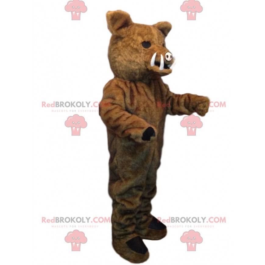 Brown boar mascot with small tusks - Redbrokoly.com