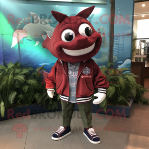 Maroon Tuna maskot kostume...