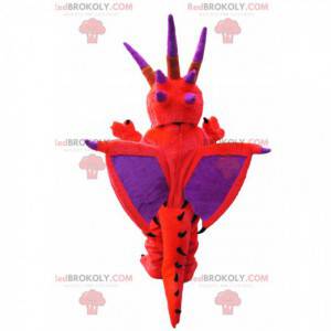 Mascote dragão vermelho e roxo flamejante - Redbrokoly.com