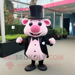 Pink Beef Wellington mascot costume character dressed with a Tuxedo and Hats