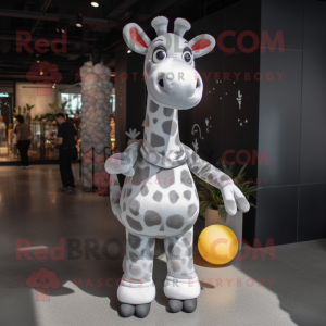 Gray Giraffe mascot costume character dressed with a T-Shirt and Anklets