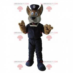 Braunes Hundemaskottchen mit einem Polizistenoutfit -