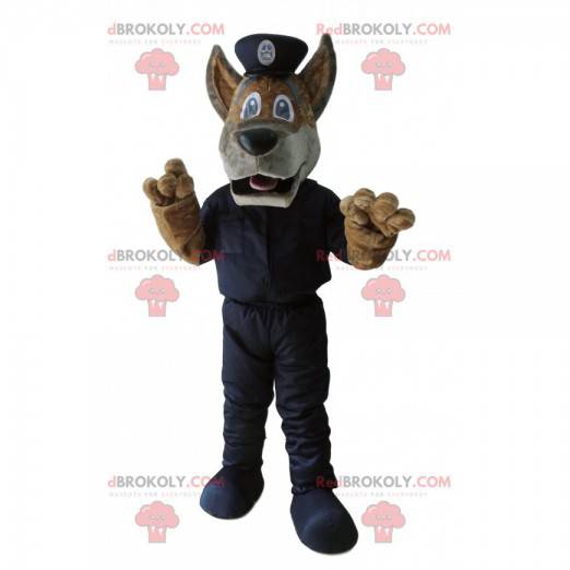Mascotte cane marrone con un vestito da poliziotto -