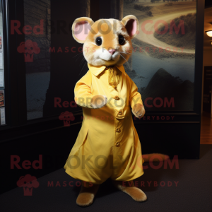 Gold Dormouse mascot costume character dressed with a Dress and Ties