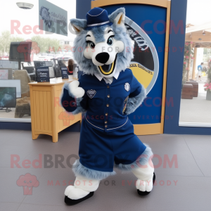 Navy Wolf maskot kostume...