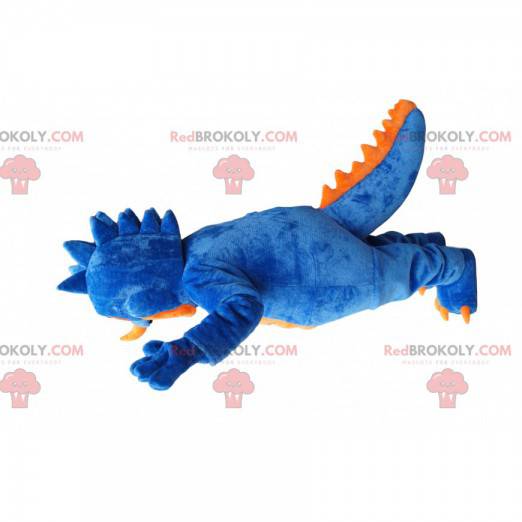 Mascotte mostro blu e giallo con occhi psichedelici -