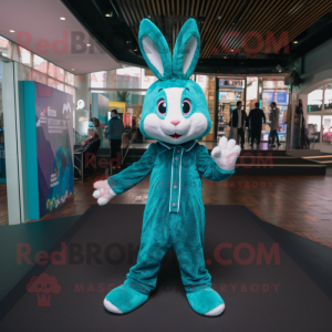 Turquoise Rabbit mascotte...