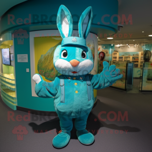 Turquoise Rabbit mascotte...