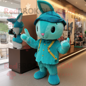 Turquoise Rabbit mascotte...