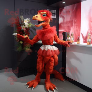 Rød Velociraptor maskot...