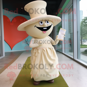 Cream Love Letter mascot costume character dressed with a Maxi Dress and Hats
