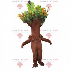 Brown tree mascot with green foliage - Redbrokoly.com