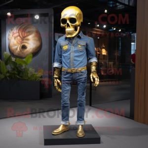 Gold Skull maskot kostume...