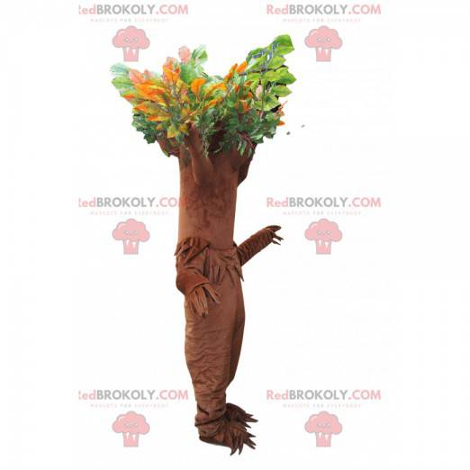 Brun træ maskot med grønne blade - Redbrokoly.com