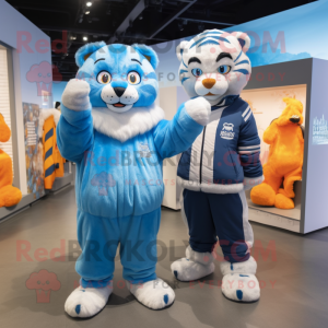 Blue Tiger maskot kostym...