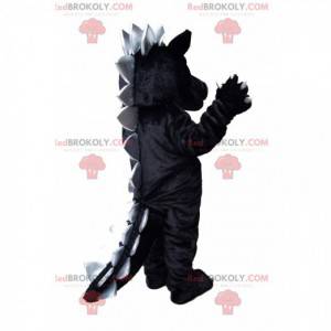 Funny black and gray dragon mascot. Dragon costume -