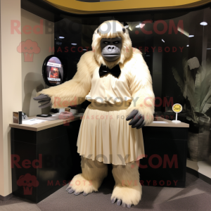 Cream Gorilla maskot kostym...