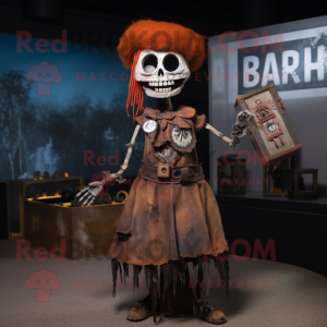 Rust Graveyard mascot costume character dressed with a Skirt and Keychains