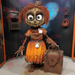 Rust Graveyard mascot costume character dressed with a Skirt and Keychains