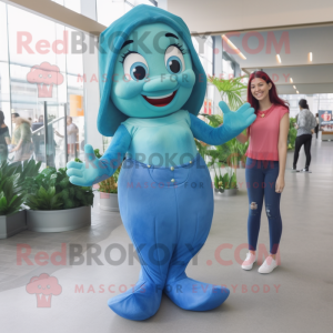 nan Mermaid mascot costume character dressed with a Mom Jeans and Foot pads