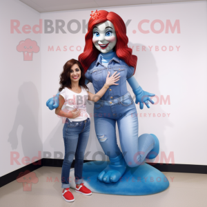 nan Mermaid mascot costume character dressed with a Mom Jeans and Foot pads